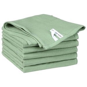 6Pack Cotton Weave Reusable Absorbent Cleaning Rags 14" x 14" Light Green